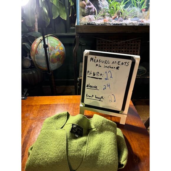 South Wool green jacket cardigan sweater 100% virgin wool size large - Picture 7 of 7